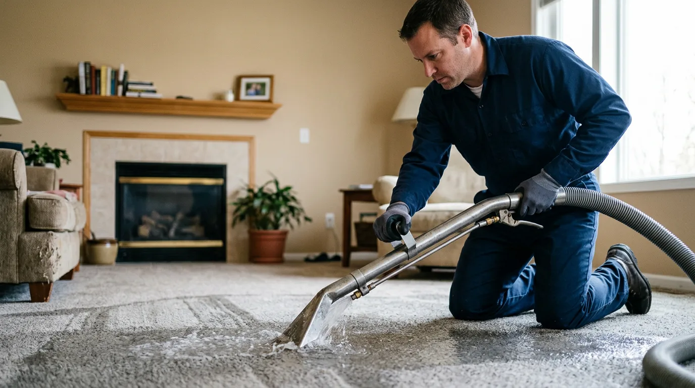 Water damage restoration technician working near Billings, MO